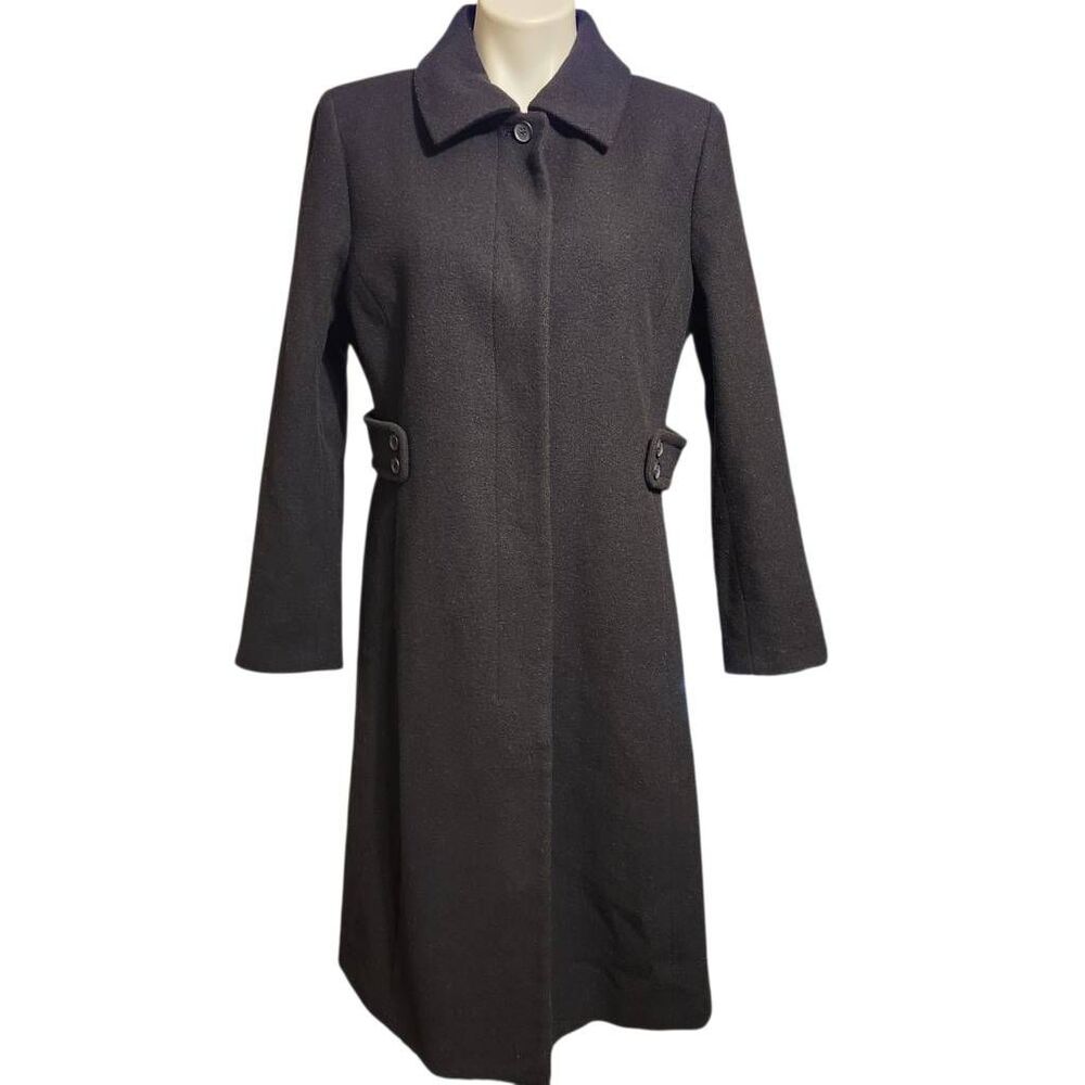 Madison studio black overcoat wool blend 10 peacoat trench coat